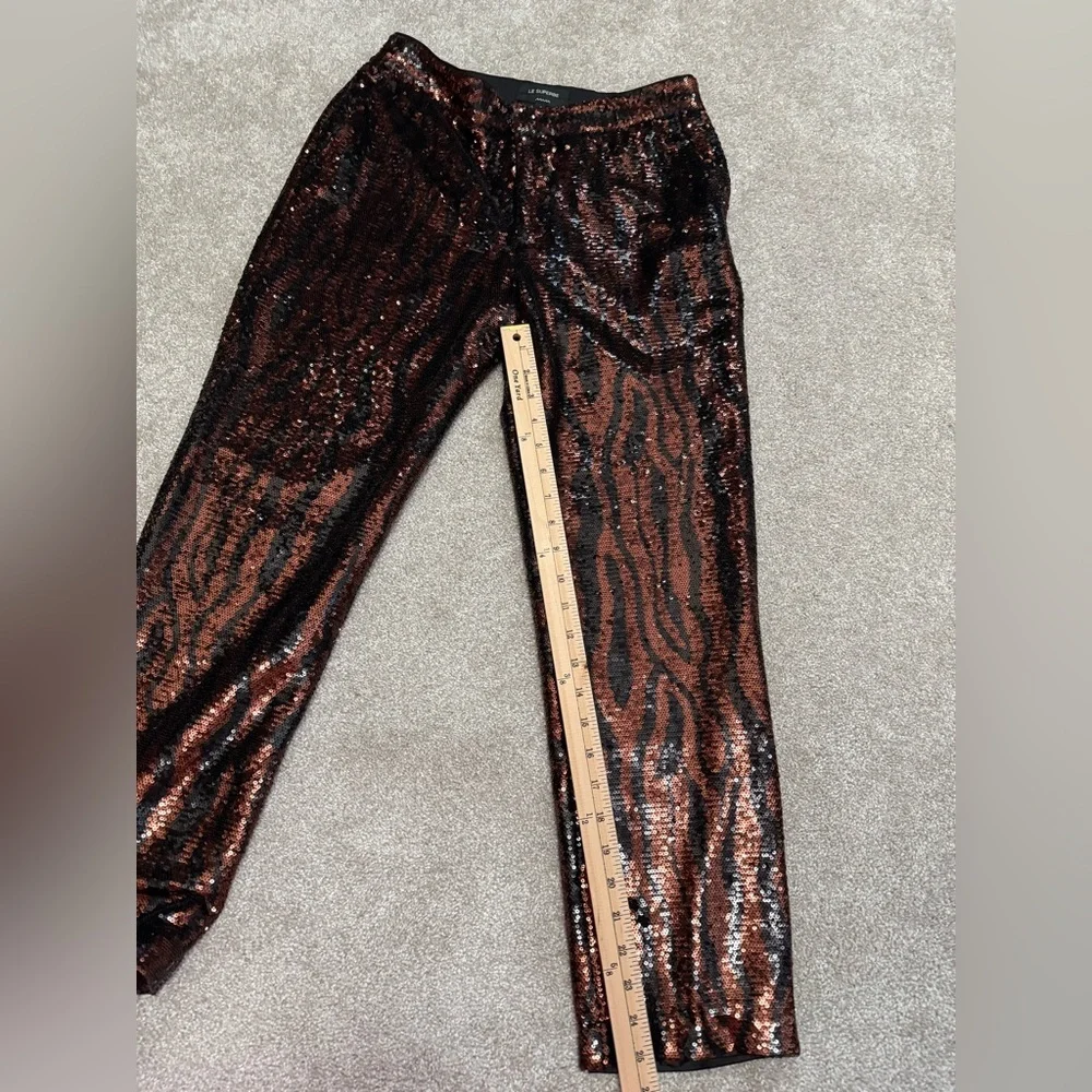 Le Superbe Sequin Bengal Tiger/Animal Print Chino Pants - EUC - size 4 - Picture 12 of 15
